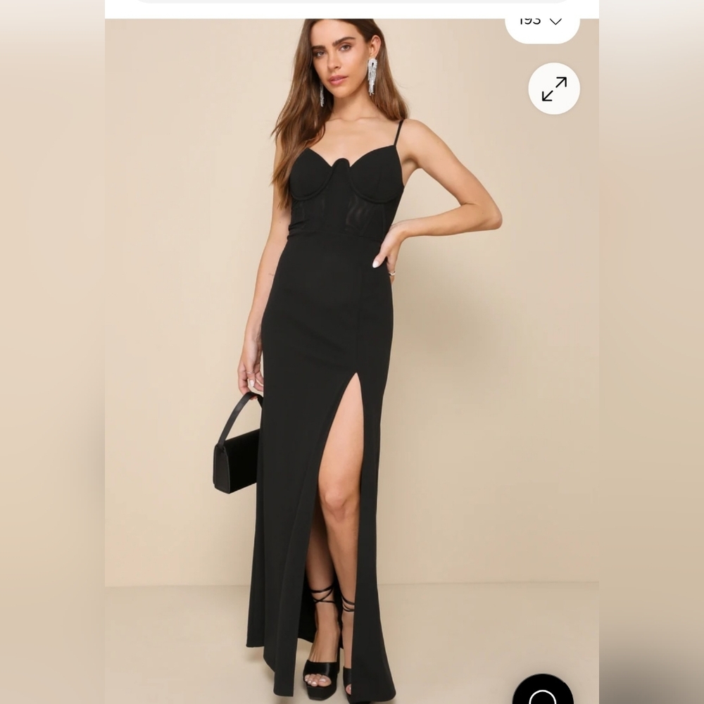 Captivating Vibe Black Mesh Bustier Sleeveless Column Maxi Dress